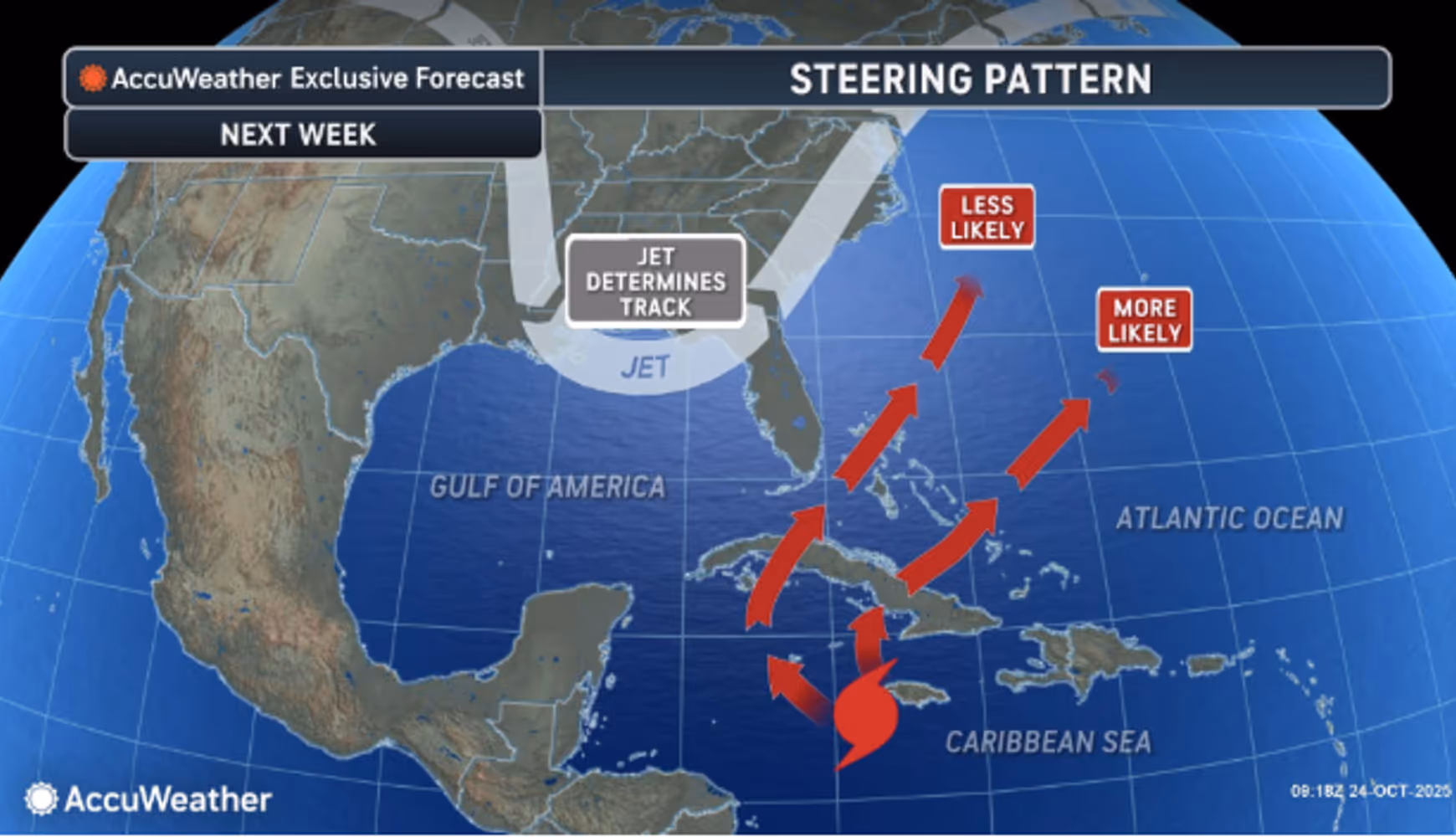 A look at the storm's two possible eye patterns, with the most likely taking it farther east.
 
A look at the storm's two possible eye patterns, with the most likely taking it farther east.