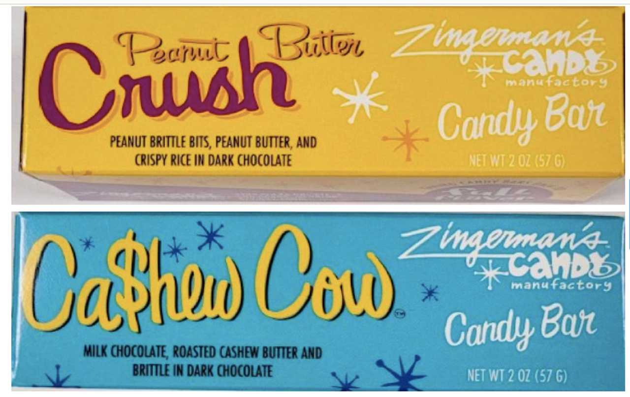 Zingerman’s Peanut Butter Crush Full Size Bars and Ca$hew Cow Full Size Bars. Zingerman’s Peanut Butter Crush Full Size Bars and Ca$hew Cow Full Size Bars.