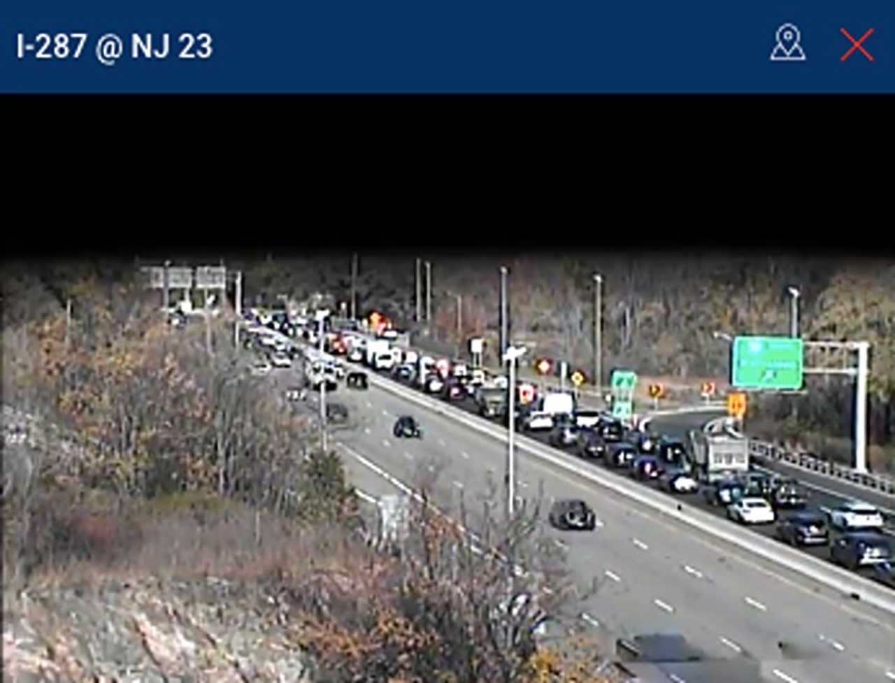 Traffic along Route 287 at Route 23. Traffic along Route 287 at Route 23.