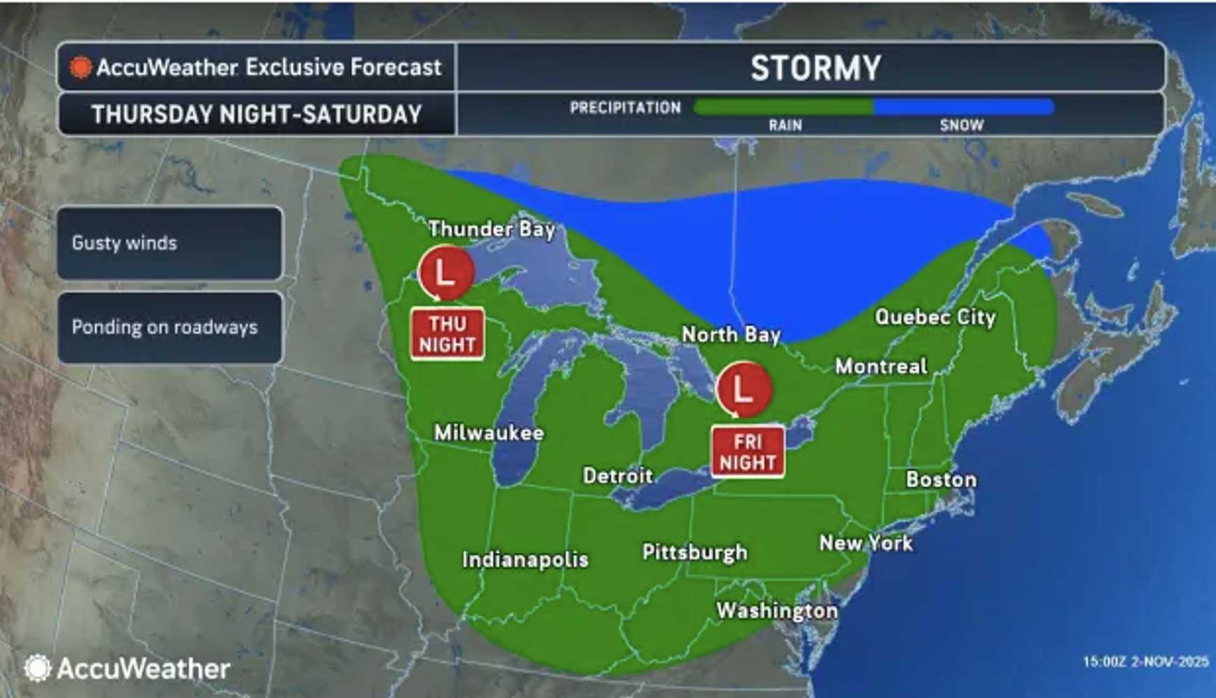 
As the weekend approaches, another storm will barrel through, bringing more blustery and damp conditions. 
