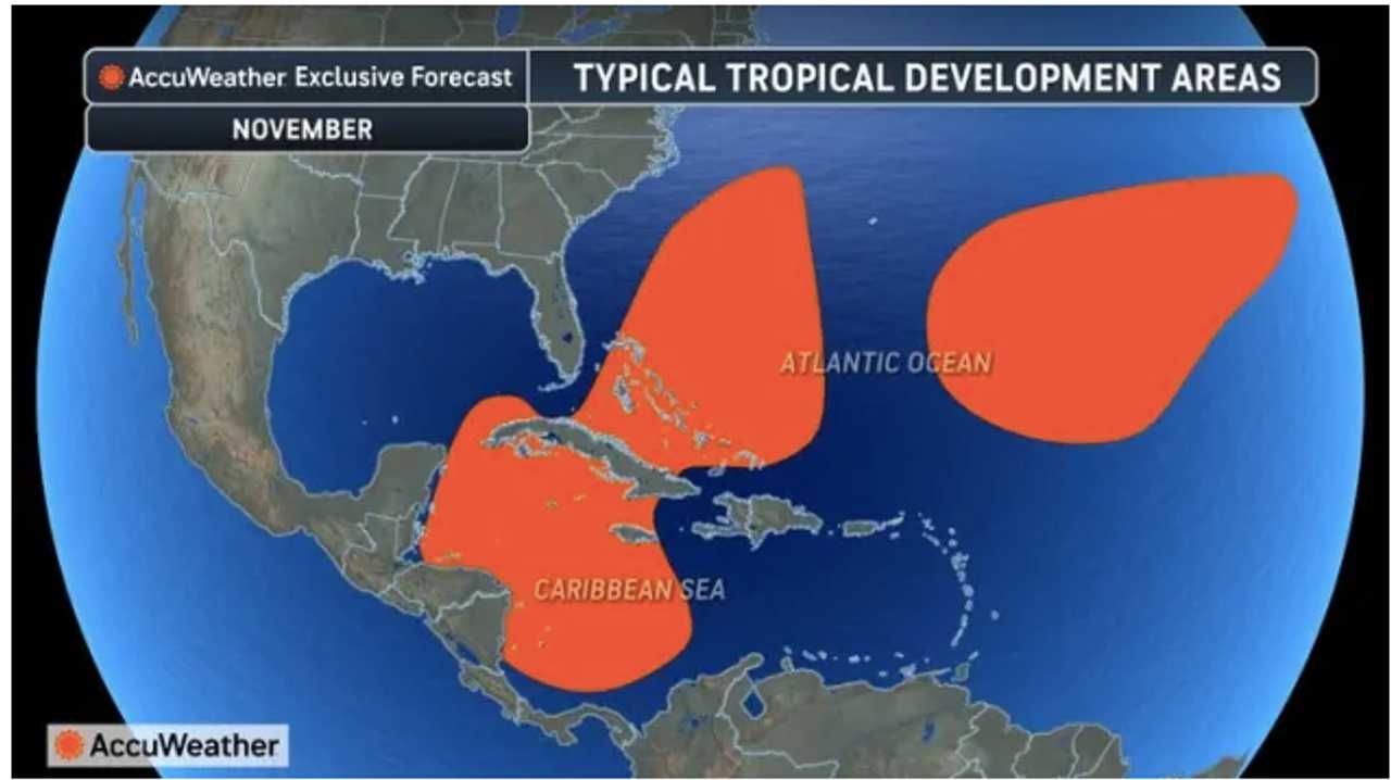 Typical areas of tropical development.