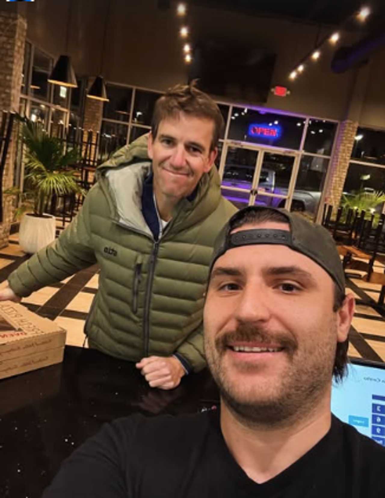Eli Manning at Pizza Cento with Alban Pilinci Eli Manning at Pizza Cento with Alban Pilinci