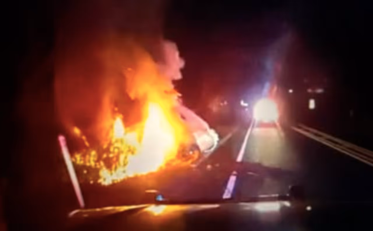 South Brunswick Officers Thomas Sites and Officer Yash Shroff pulled an unresponsive driver from his vehicle moments before it erupted in flames. South Brunswick Officers Thomas Sites and Officer Yash Shroff pulled an unresponsive driver from his vehicle moments before it erupted in flames.