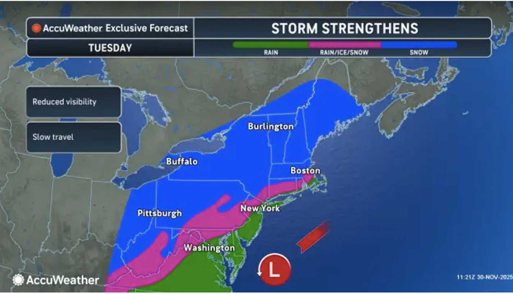
A look at precipitation types by region on Tuesday, Dec. 2.
