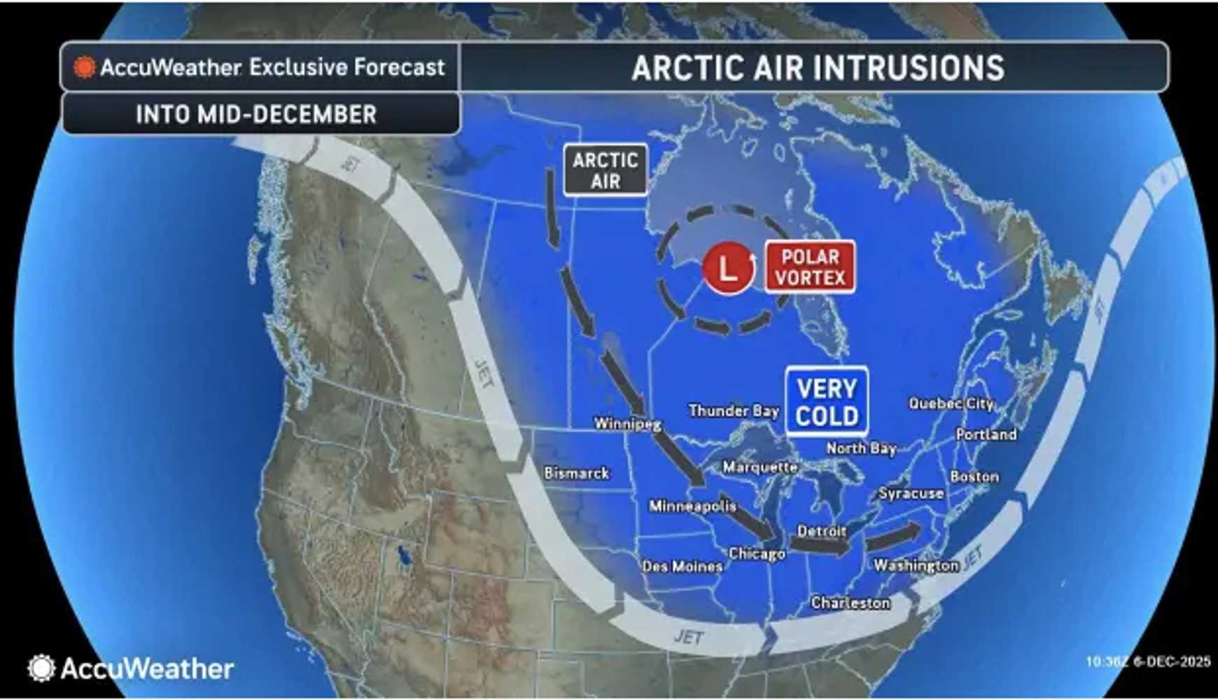 
Arctic air will linger in into the middle of December.
