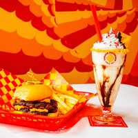 <p>The Cheez-It burger and milkshake.</p>