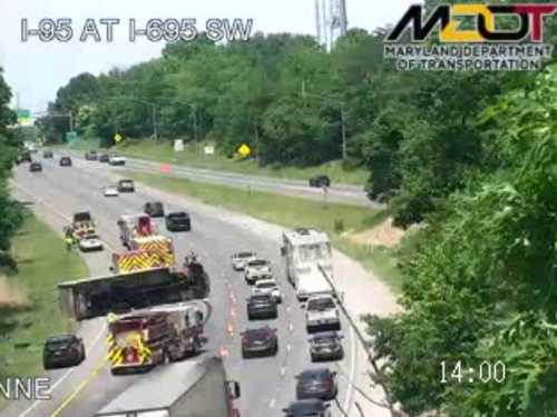 Truck Crash On I-95 Near I-695 Delays Traffic For 2.5 Miles In ...