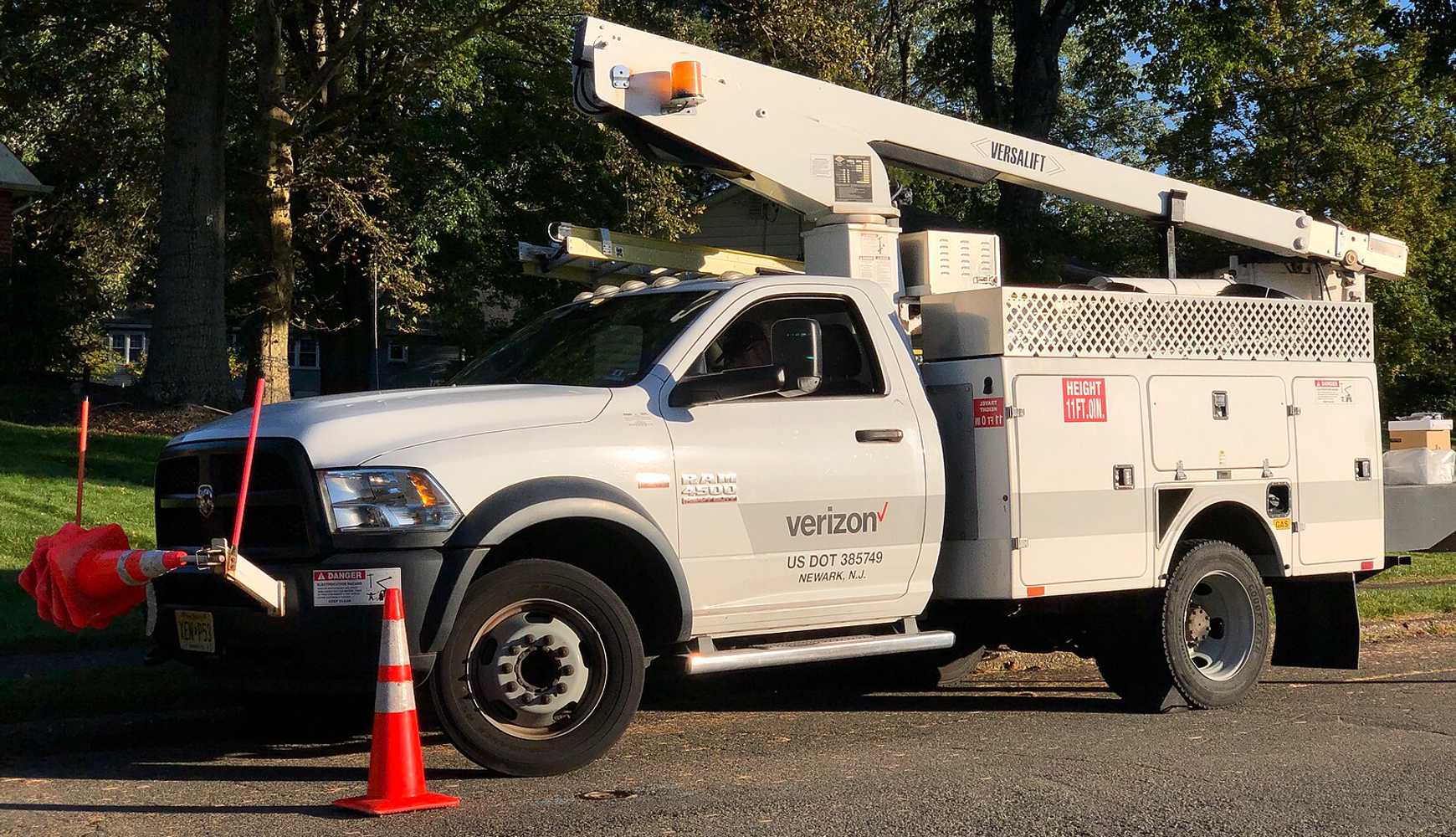 
The worker was electrocuted working in a Verizon bucket truck.
