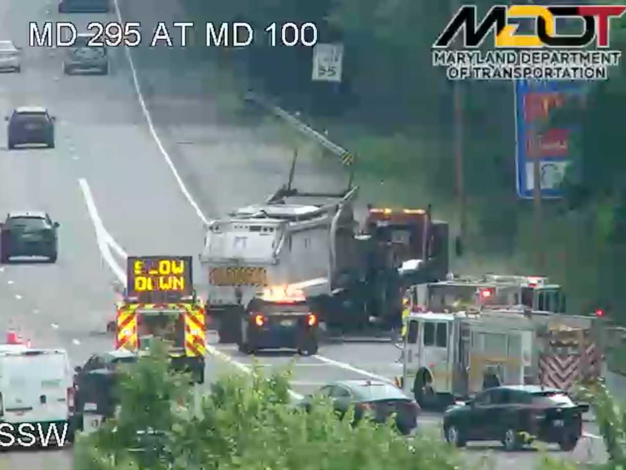 Truck Fire On MD295 Blocks Several Lanes Before Afternoon Commute In Anne Arundel County