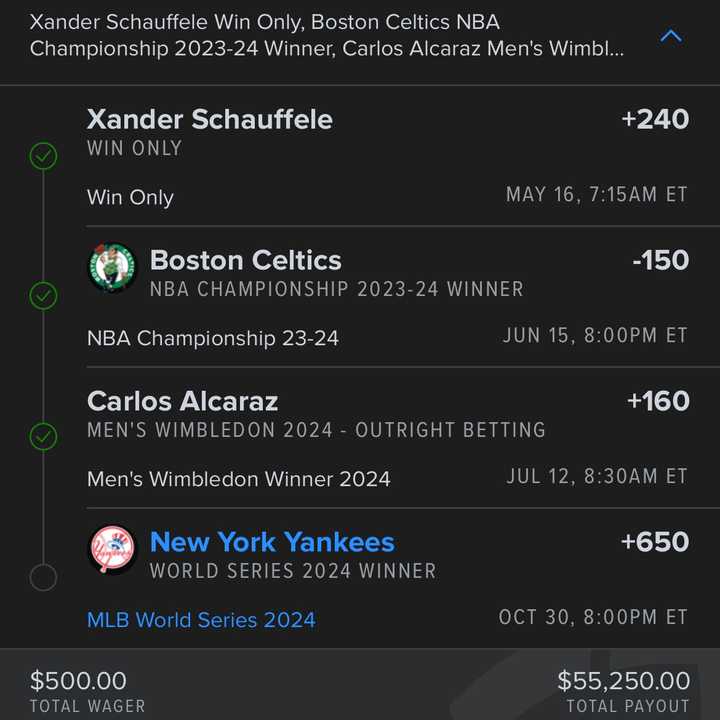 Michael Wadlow's four-team parlay.