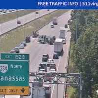 <p>Traffic on I-95 in Prince William County on Monday.</p>