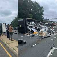 <p>Some lanes were closed in Fairfax County due to the overturned tractor-trailer.</p>