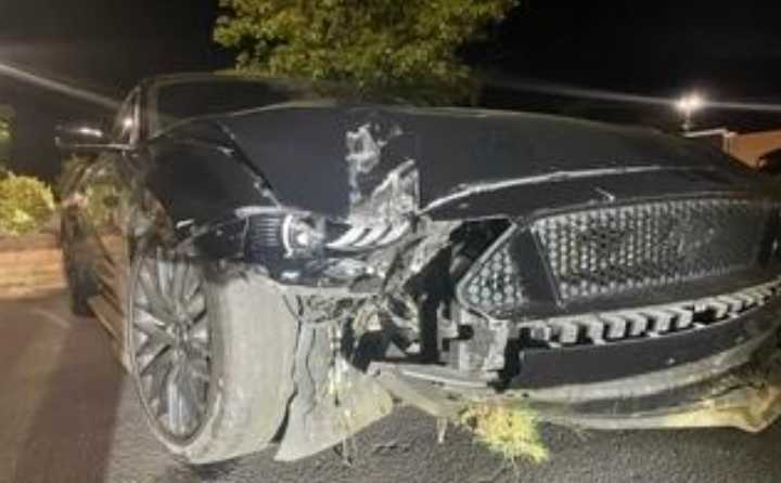 The mangled mustang was found in the parking lot of Lowe's in Stafford County.