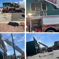 <p>The fire at Outback Leather in Laurel</p>