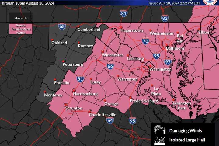 Severe Thunderstorm Warning Issued For Parts Of Maryland, Virginia