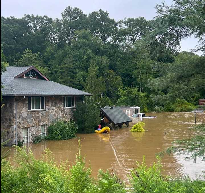 Flooding in Newtown where more than 10 inches of rain fell.&nbsp;