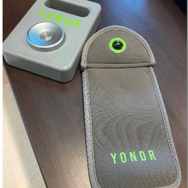 Students use the Yondr pouch for cell phone storage.&nbsp;