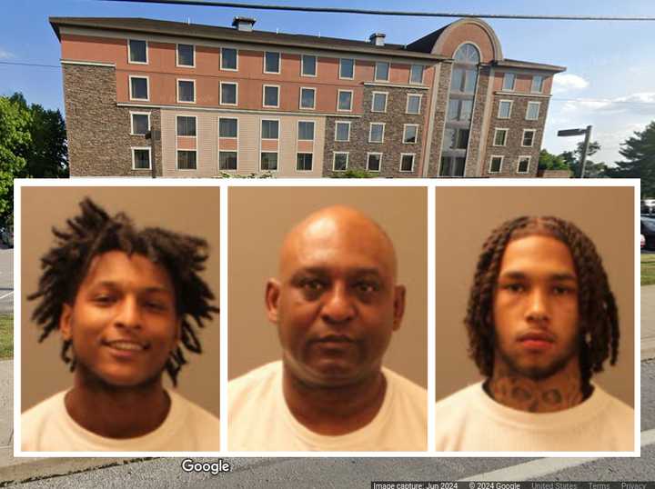 T Kwon Banks (left), Shawntay Handy (center), and Tyjyre Stern (right) and the Heritage Hills Golf Resort located at 2700 Mount Rose Avenue in York Township where the assault happened, according to the polic