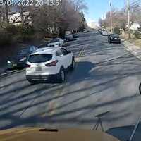 <p>Callen Baker speeding past the bus following the shooting.</p>