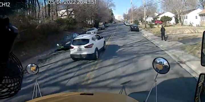 Callen Baker speeding past the bus following the shooting.