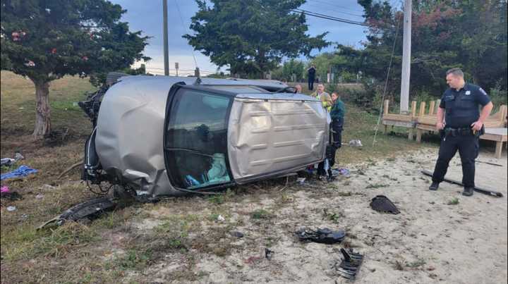 Police found a stolen 2024 Kia Soul wrecked near Esker Point Beach at 900 Groton Long Point Road on Sunday, Sept. 22. The driver, a wanted man out of New Hampshire, was found later hiding in a nearby home's crawl space.&nbsp;