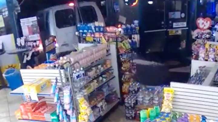 The thieves used a 16-seater van to break into the store.