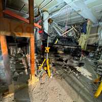 <p>The truck inside the destroyed Dunkin' Donuts building.&nbsp;</p>