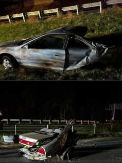 Car Sliced In Two On Rt 222 In PA: Fire Officials (PHOTOS)