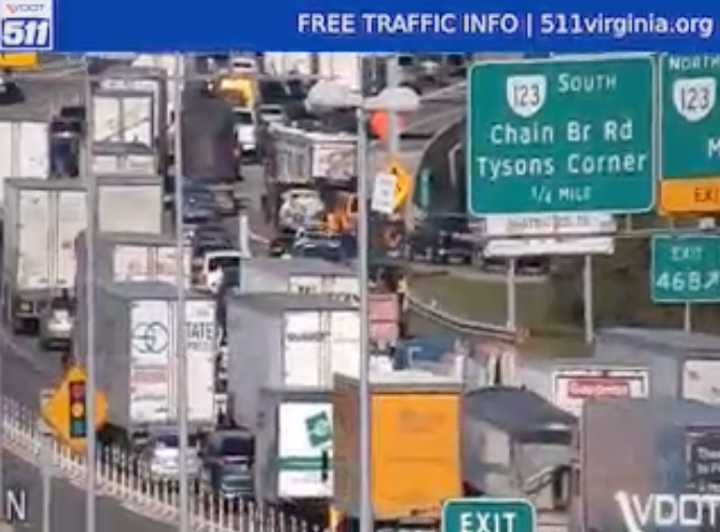 Traffic on I-495 in Fairfax County.