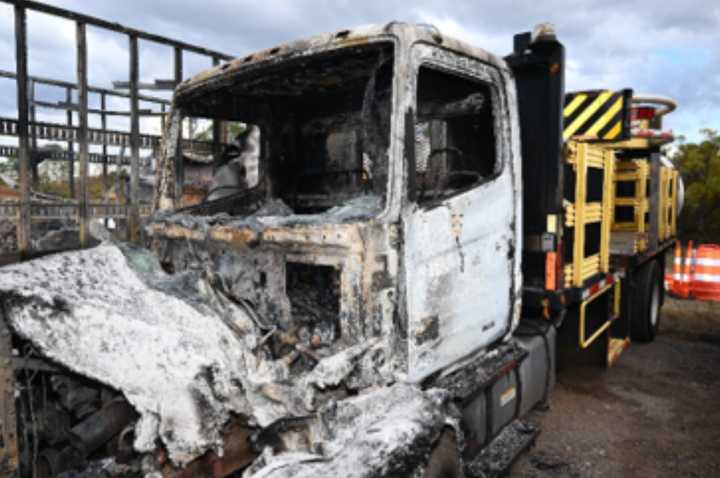 Police said the firebug burned several of Hammonasset Construction's vehicles parked at a secluded construction yard near exit 39A on I-84 in Farmington over the weekend.&nbsp;