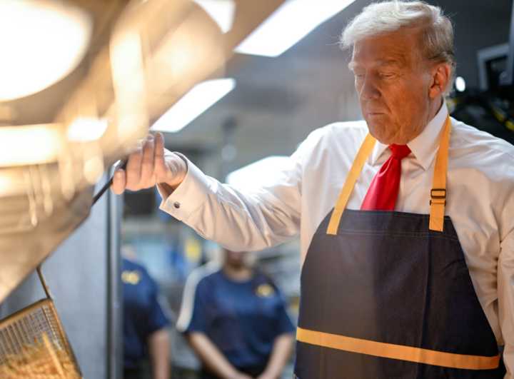 Donald Trump working the drive-thru window at a McDonald's in Feasterville-Trevose, Pennsylvania.
  
