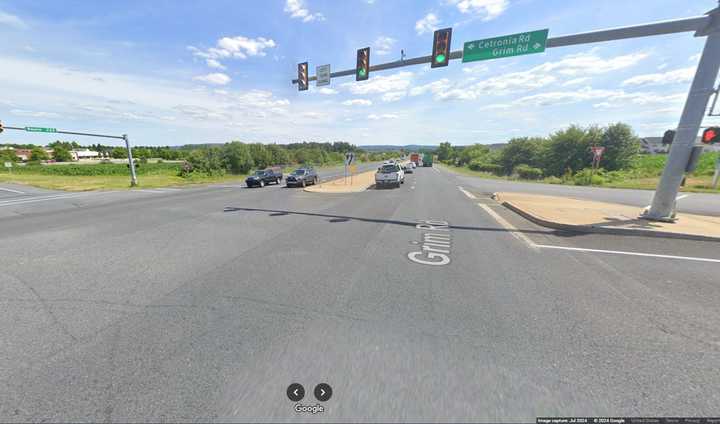 Route 222 North at the intersection of Grim Road, Upper Macungie Township, Lehigh County.