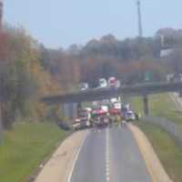 <p>The scene of the multiple vehicle crash on Interstate 81 in Lebanon County.</p>