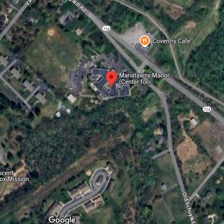 A map showing Manatawy Manor senior living facility located at 30 Old Schuylkill Road in Pottstown where the double fatal shooting happened.&nbsp;