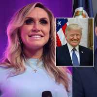 <p>Lara Trump, Virginia Gov. Glenn Youngkin, former President Donald Trump.</p>