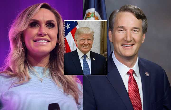 Lara Trump, Virginia Gov. Glenn Youngkin, former President Donald Trump.