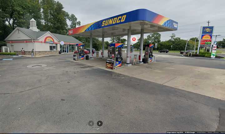 The Sunoco gas station located at Route 13 and Bath Road in Bristol Borough, Bucks County.