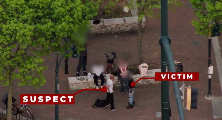 The victim and suspect were captured on video by the drone.