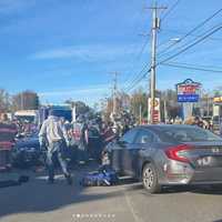 <p>The scene of the crash on Route 9 in the town of Poughkeepsie.&nbsp;</p>