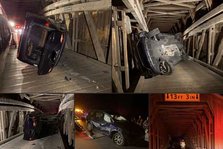 Car Flips Over Inside Covered Bridge In Lancaster County: Fire Officials