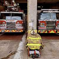 <p>Pittsburgh Bureau of Fire Battalion Chief John P. Walsh's turnout gear.</p>