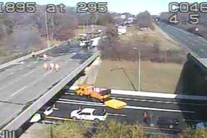 Overturned Tanker Truck Ties Up Traffic On I-295 In Maryland (UPDATED)