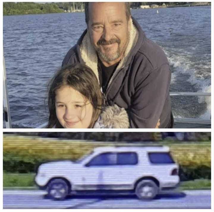 Cory Houston and his 10-year-old daughter, Ella, who were injured when they were struck by this white SUV allegedly driven by Miguel Sebastian Pascual, age 52 of New Oxford.