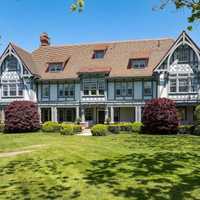 <p>The 8,700-square-foot mansion sits on 7.65 acres on an island in the Long Island Sound.</p>