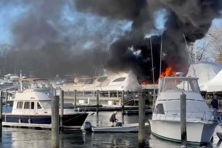 Boat Fire Sends Up Smoke At Marina In Old Saybrook