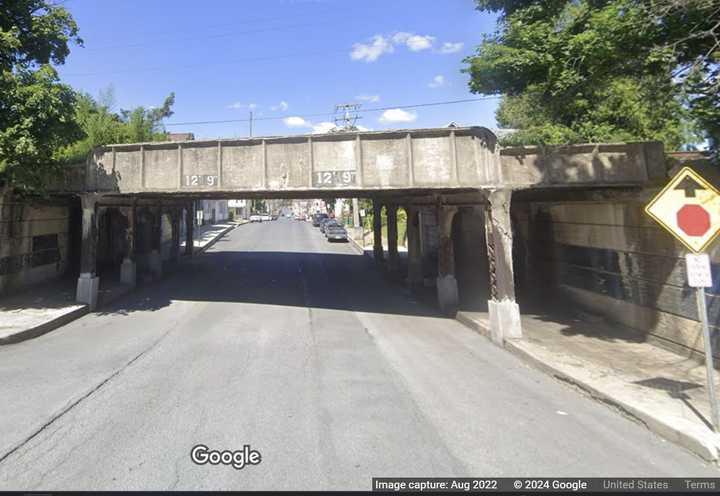 The train tracks where there is a police incident in Chambersburg.