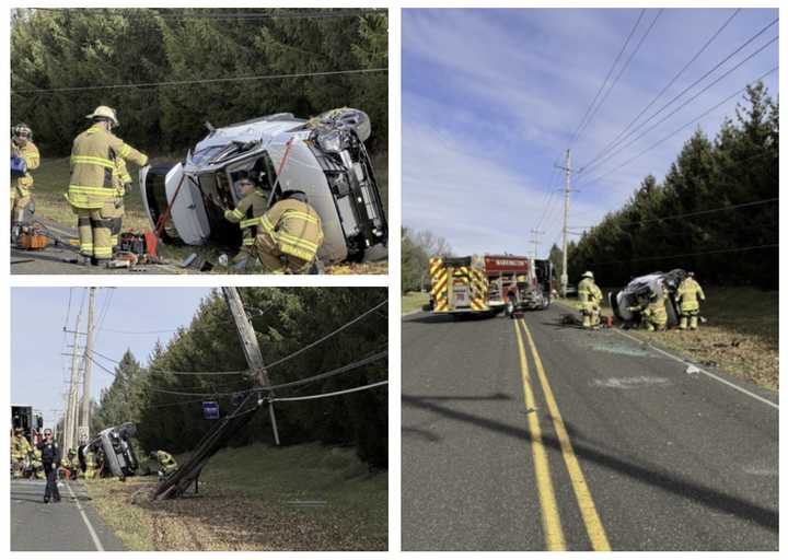 The scene of the serious crash on Stump Road in Warrington Township.