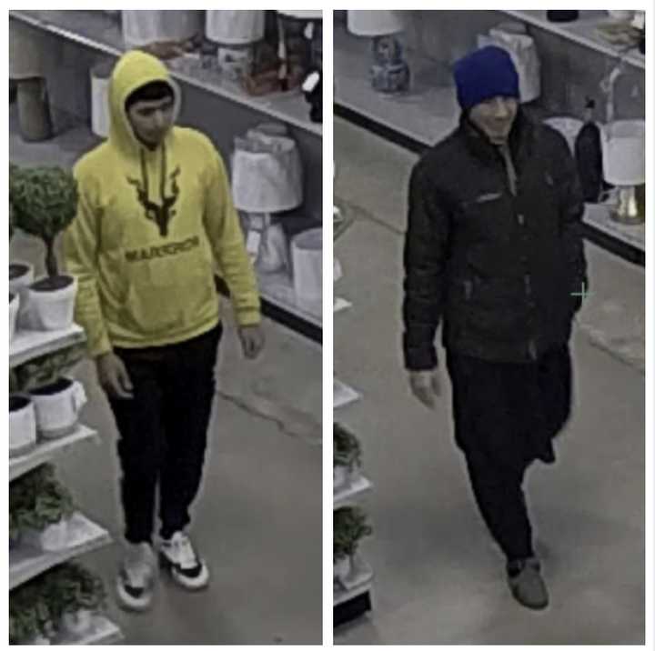 The two suspected men following the incident with a girl at the "At Home" store. 