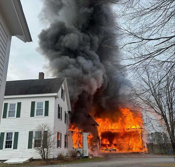 Dunstable Fire crews battled a Pleasant Street blaze that destroyed a home on Monday, Dec. 16.