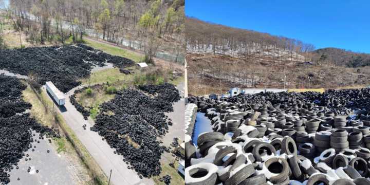 The sea of tires that were dumped in Maryland.